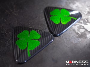  Alfa Romeo Giulia Quadrifoglio (QV) Fender Badge Cover Set - Carbon Fiber - Green Clover